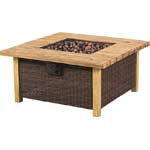 Key Largo Fire Pit Table with Wood-Look Tabletop and Faux Wicker Sides