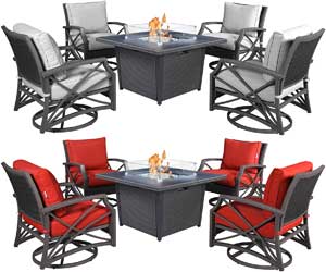 5-Piece Patio Dining Set with Fire Pit Table