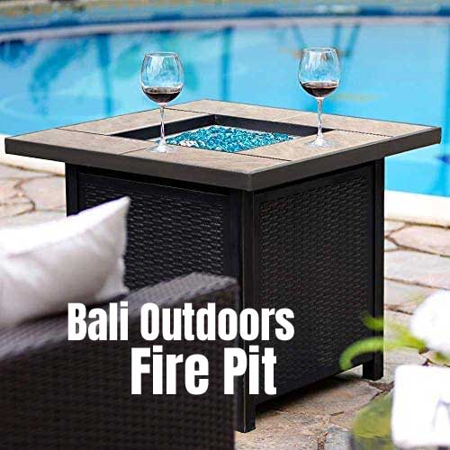 Bali Outdoors Fire Pit Table with Blue Fire Glass