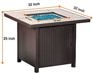 Bali Outdoors Fire Table Dimensions