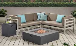 Bel Aire Outdoor Sectional Sofa Set with Fire Pit