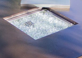 Clear Fire Glass in Hammered Bronze Fire Pit Table