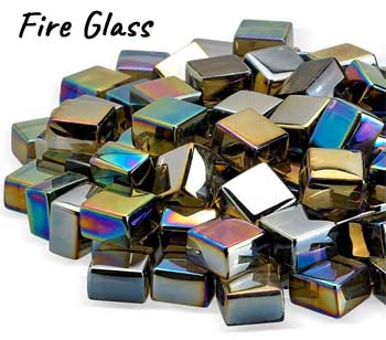 Multi-Color Bronze Luster Fire Glass Squares