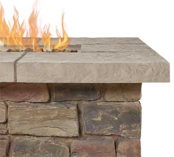 Faux Stacked Stone Fire Pit Table with Flagstone Top