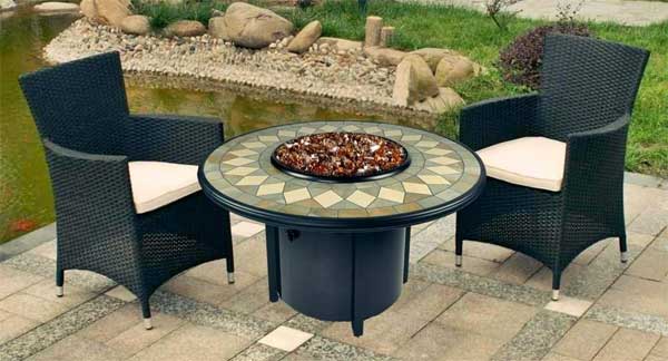 Fire Pit Table with Tile Top
