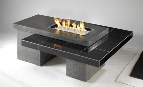 Modern Glass Fire Pit Table in Black