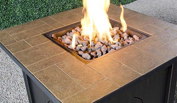 Flames, Lava Rock and Tabletop of Lari Fire Table