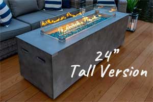 Modern Concrete Fire Pit Table in 24" Tall Version Fits Propane Tank Underneath Table