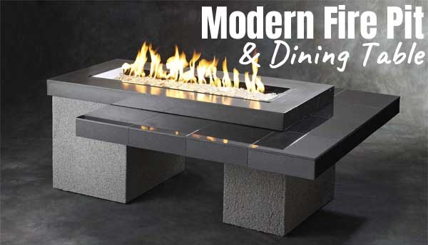Modern Fire Pit Table with Room for Dining