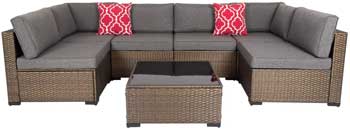 Outdoor Sectional Sofa Set to Use Around Fire Pit Table