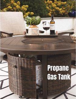 Propane Gas Fire Table Hides LP Tank Underneath Table