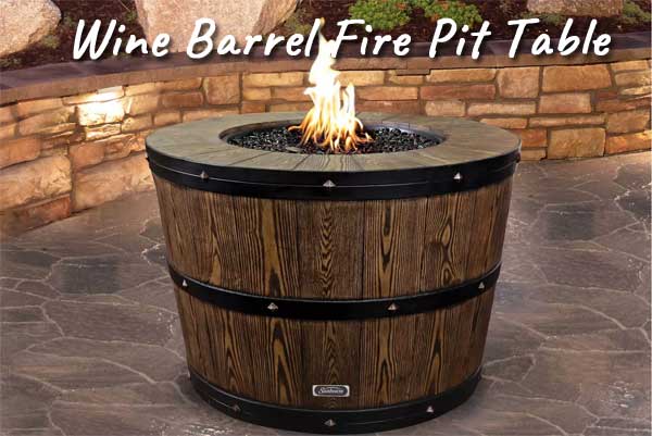 Propane Gas Wine Barrel Fire Pit Table