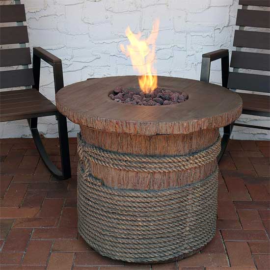 Rope and Barrel Fire Pit Table