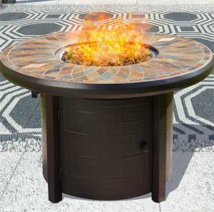 Slate Tile Tabletop on Gas Fire Pit Table 50,000 BTU's