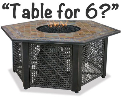 Hexagon Fire Pit Table for 6